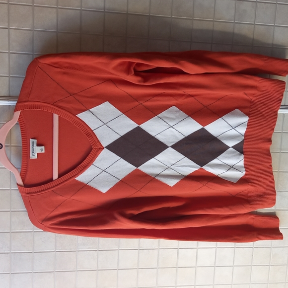 St. John's Bay orange v-neck sweater - Picture 1 of 5